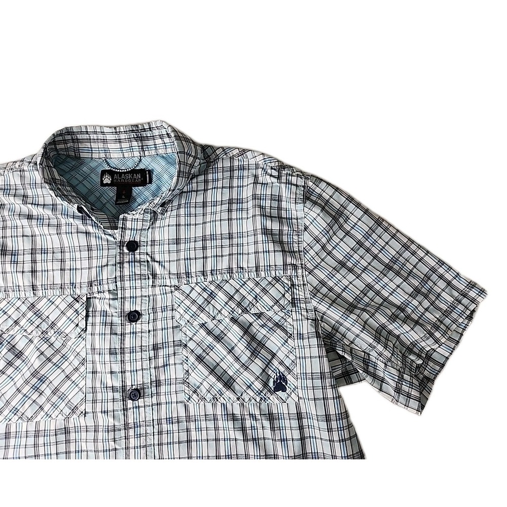 Alaskan Hardgear Men's Large Shirt Sockeye Vented Blue Plaid Outdoor Fishing EUC